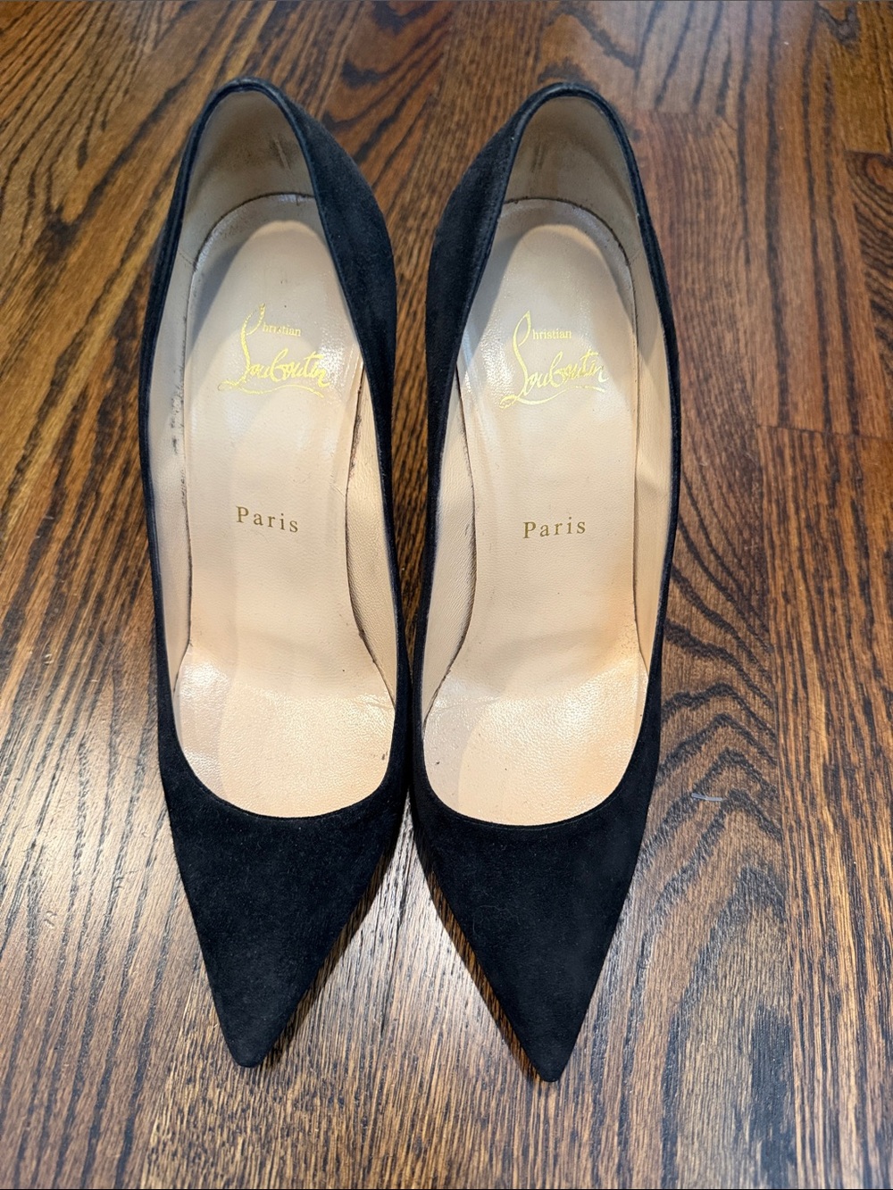 Christian Louboutin Black Suede Pointed Toe Pumps